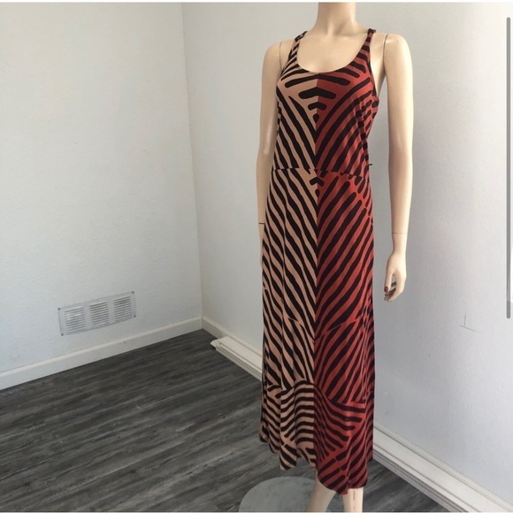 LOFT maxi dress Chevron brown, black& orange - Picture 5 of 13